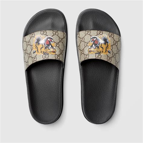 gucci tiger supreme slides|tiger slide gucci supreme.